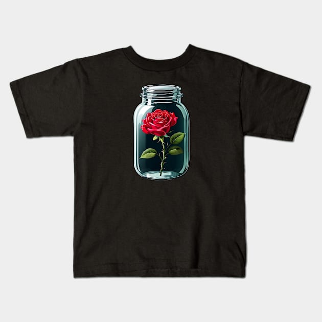 Rose in a jar Kids T-Shirt by alcoshirts